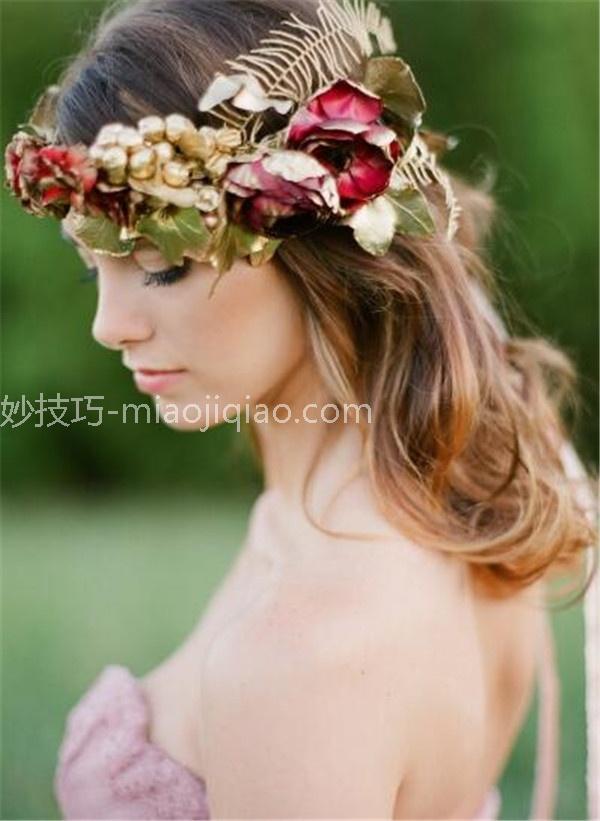 鲜花头饰新娘造型图片 让你有个小清晰的婚礼